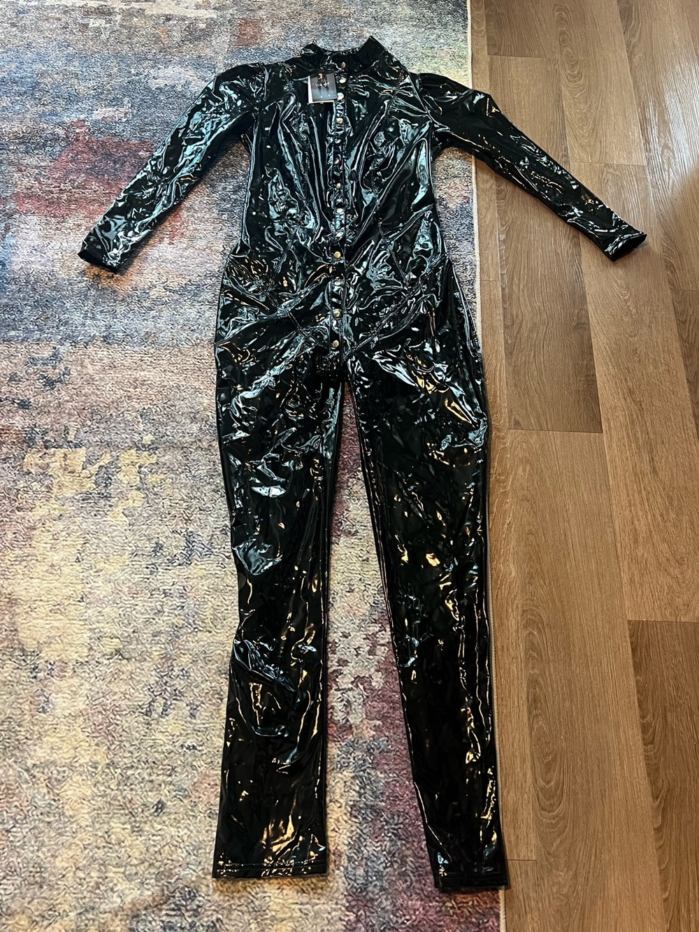 nOir F 247 Black Gloss Patent Faux-Leather Jumpsuit/Catsuit lingerie